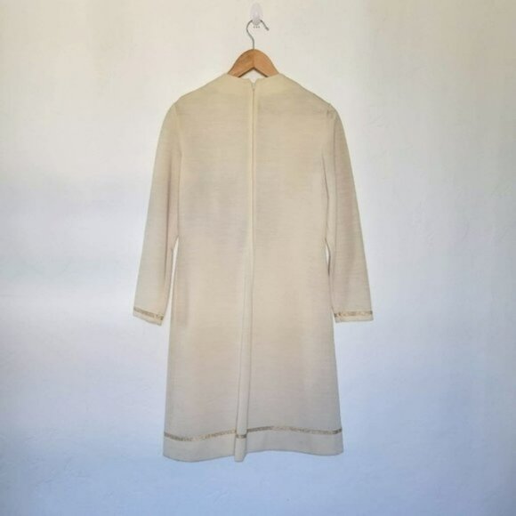 Vintage 1970s Embroidered Cream Dress Small - Picture 7 of 12